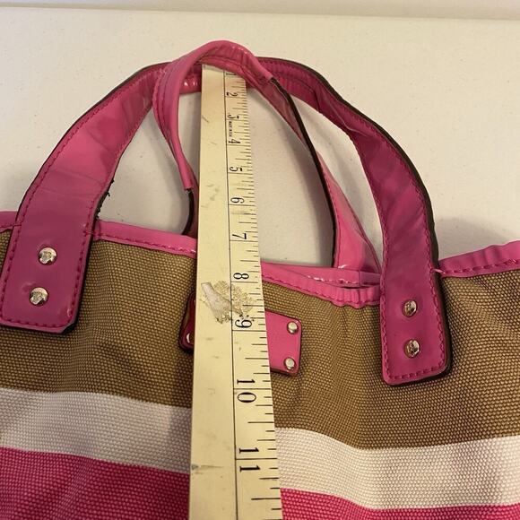 Kate Spade New York Colorful Stripe Multicolor Canvas ToteBag Interior Pocket - Picture 2 of 11